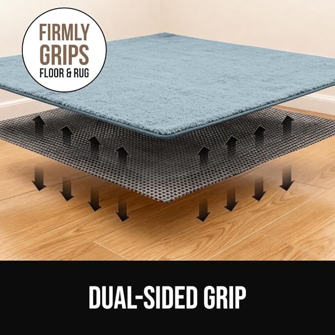 GORILLA GRIP Premium Dual Sided Extra Thick 2x6 Rug Gripper Pad for Hardwood Floors, Breathable Slip Resistant Pad Grips Under Carpet Area Rugs for Hard Surface Floor Protection, Easy Trim Mats, Gray