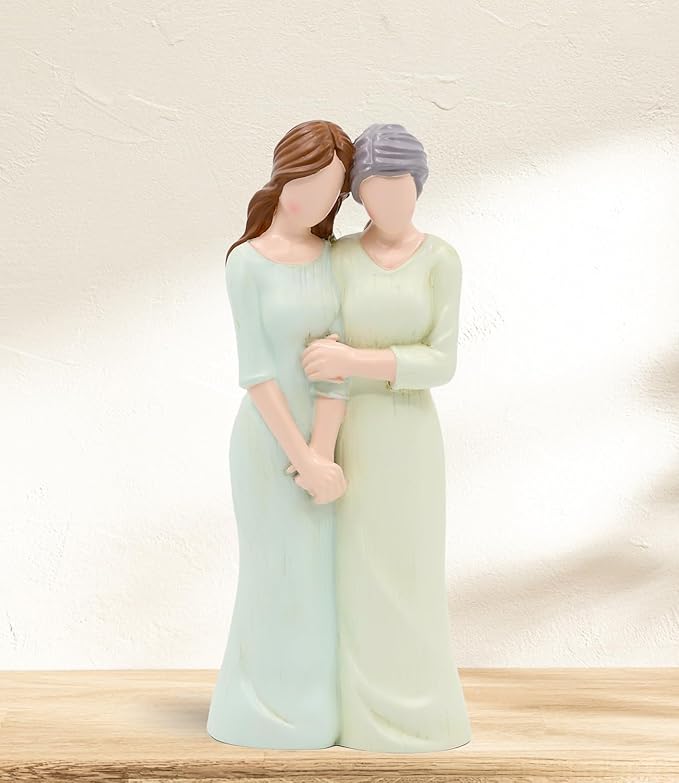 Mother Daughter Figurines,Gifts for Mom from Daughter,7.6" Mother and Daughter Hand Painted Figure
