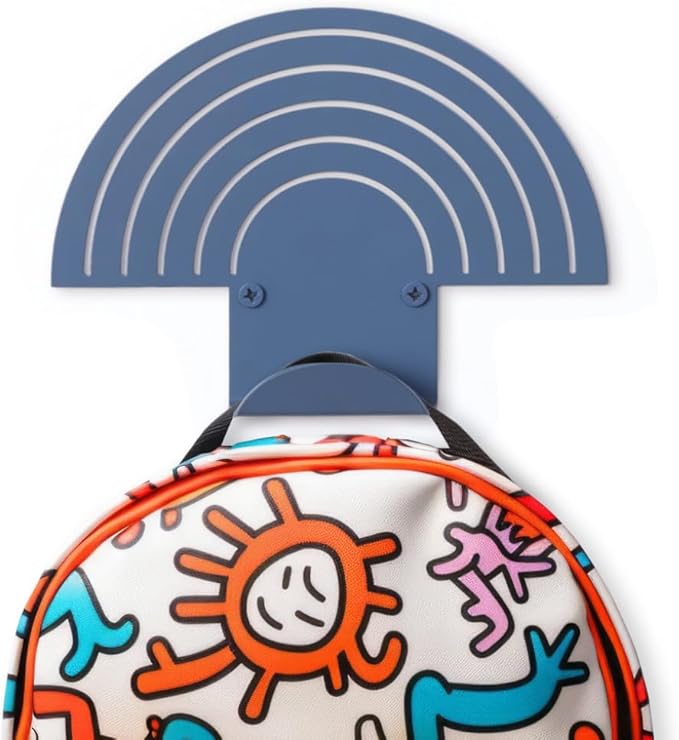 Rainbow Blue Wall Hooks – Heavy-Duty Metal Hooks for Hanging | Stylish & Decorative Coat Hook for Backpacks, Towels & Bags | Durable, Minimalist Wall Organizer for Kids' Room & Playroom
