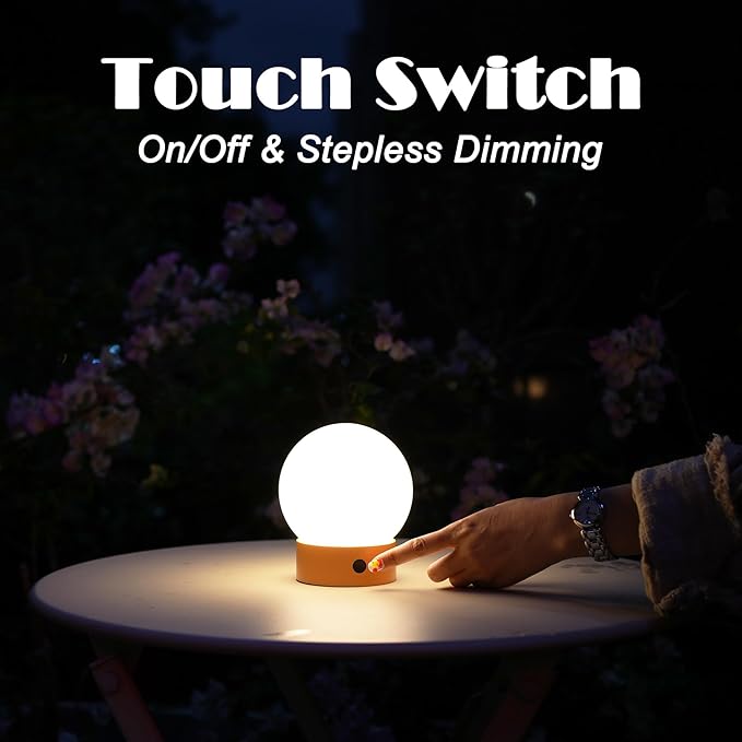 Small Cute Cordless Table Lamp Rechargeable, Battery Operated Shower Lamp Waterproof, Touch Dimmable Globe Ambient Light for Outdoor/Bedside/Patio/Dining (Khaki)