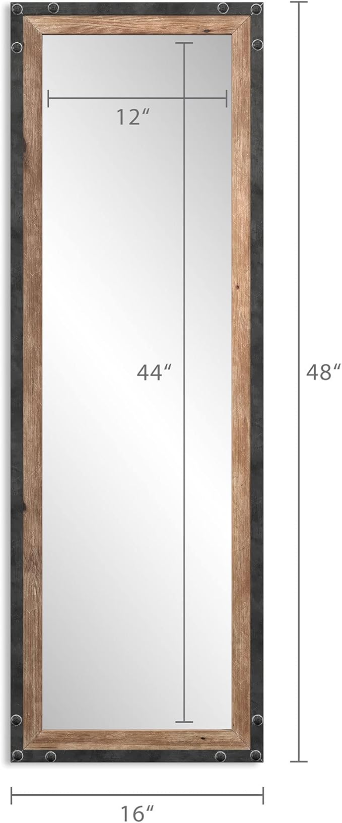 Barnyard Designs 16x48 Leaner Floor Mirror Full Length, Large Rustic Free Standing Leaning Hanging Wood and Metal Long Full Size Farmhouse Wall Mirror for Bedroom Living Room, Brown