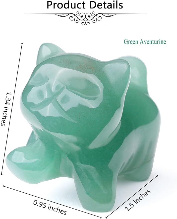 Jovivi Natural Green Aventurine Crystal Cat Statue Home Decor Carved Gemstone Cats Figurine Collectibles Pocket Sculpture Pet Memorial Decorative Ornament Gift for Cat Lovers