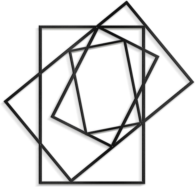 SIGNLEADER Metal Wall Decor Rectangles Composition Rectangles composition Minimalist Modern Luxury Wall Sculpture Hangings 3D Statue Home Decoration for Living Room, Bedroom, Bathroom, Kitchen, Fireplace, Office - 24" Black
