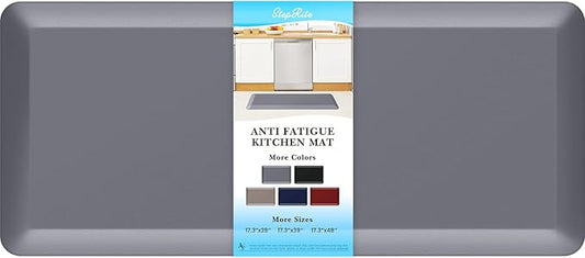 StepRite 4/5 Inch Thick Kitchen Mat Anti Fatigue Mat Kitchen Rugs Kitchen Decor Non-Slip, Stain & Water Resistant, Kitchen Mats Desk Mat for Kitchen, Office, Workshop, Grey, 17'' x 39''
