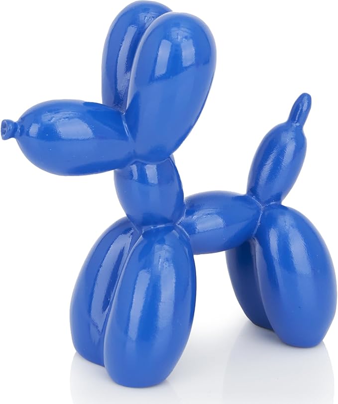 Vibrant Blue Balloon Dog Statue Decor, 4 inch Small Knick Knacks Balloon Animal for Shelf Decor