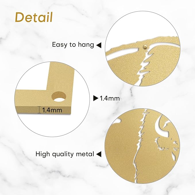 SIGNLEADER Metal Wall Art Decor Standing Bison Silhouette Minimalist Modern Abstract Wall Sculpture Hangings Home Decoration for Living Room, Bedroom, Bathroom, Kitchen, Outdoor - 18" Gold