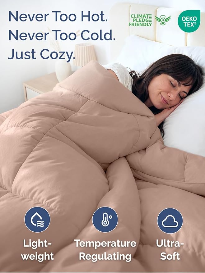 Full Size Mauve Alternative Down Comforter - Warm Lightweight Luxury, Breathable Hotel Quality Bedding Set - All Season Fluffy Cozy Oversized Comforter - Cooling Microfiber Duvet Insert