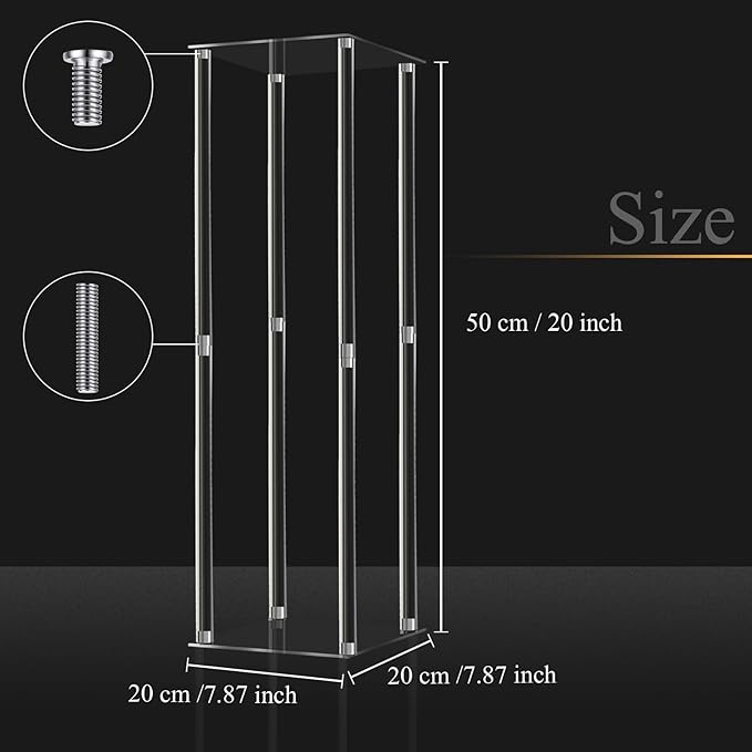 Geetery 8 Pieces Tall Acrylic Vase Wedding Centerpieces Clear Flower Stand Column Geometric Floral Vase Elegant Display Holder for Birthday Party Wedding Table Decorations (20 Inch)
