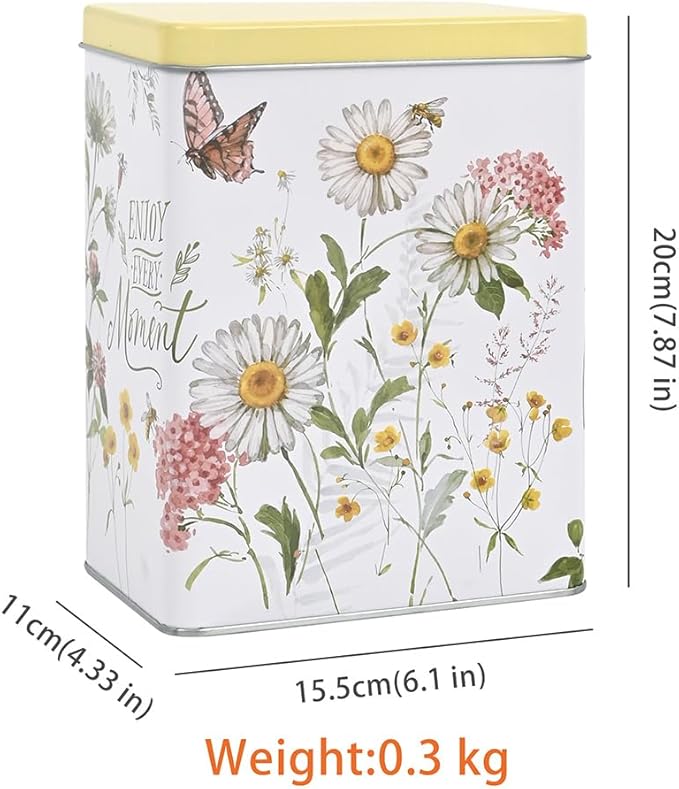 Decorative Metal Storage Tin Boxes with Lids for Home Decor Memory Boxes for Keepsakes and Photos,Gift Set for Presents Nesting Floral Photo Storage Containers (Doesn't Seal)