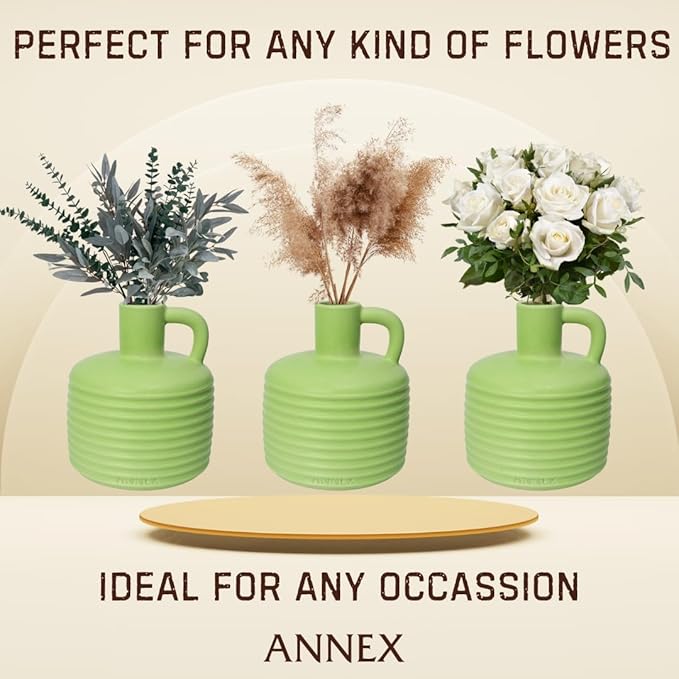 Annex Large Ceramic Handmade Bud Vase, Perfect for Pampas Grass, Book Vase for Flowers, Boho Room Decor for Home, Table, Shelf, Floor, Centerpiece or Book Display