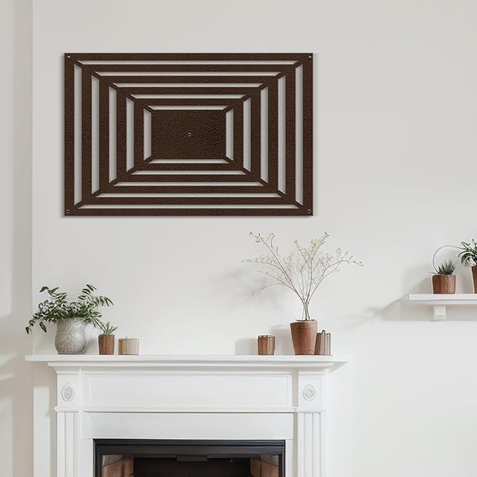 SIGNLEADER Metal Wall Decor Rectangles Gradient Minimalist Modern Luxury Wall Sculpture Hangings 3D Statue Home Decoration for Living Room, Bedroom, Bathroom, Kitchen, Fireplace, Office - 18" Bronze