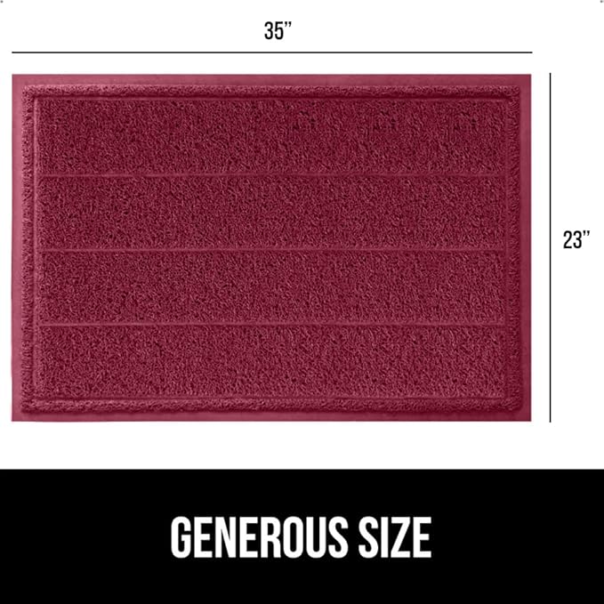 GORILLA GRIP Dirt Grabber Mesh Doormat, Low-Profile, Stain and Fade Resistant Heavy Duty Quick Dry Striped Doormats, Mats for Indoor or Outdoor Entry, Shoe Scraper, Garage Entrance Mat, 35x23 Burgundy