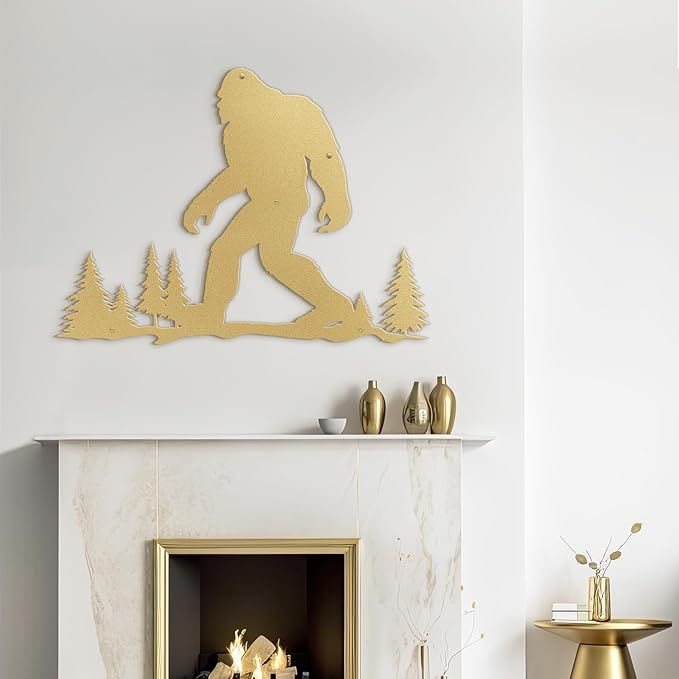 SIGNLEADER Metal Wall Art Decor Orangutan Walking Minimalist Modern Abstract Wall Sculpture Hangings Home Decoration for Living Room, Bedroom, Bathroom, Kitchen, Outdoor - 18" Gold