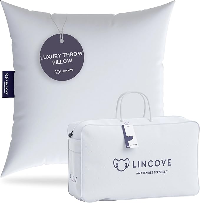 Lincove Euro Throw Pillow Insert Square 17"x17" Pillow – Made in Canada, 100% Cotton Shell, Down Alternative Filling, Vegan-Friendly, Hypoallergenic - Decorative Couch Pillows, 1 Pack