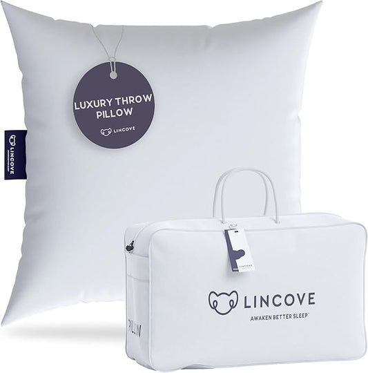 Lincove Euro Throw Pillow Insert Square 17"x17" Pillow – Made in Canada, 100% Cotton Shell, Down Alternative Filling, Vegan-Friendly, Hypoallergenic - Decorative Couch Pillows, 1 Pack