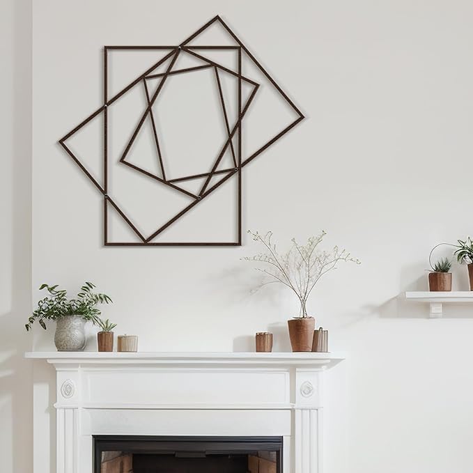 SIGNLEADER Metal Wall Decor Rectangles Composition Rectangles composition Minimalist Modern Luxury Wall Sculpture Hangings 3D Statue Home Decoration for Living Room, Bedroom, Bathroom, Kitchen, Fireplace, Office - 24" Bronze