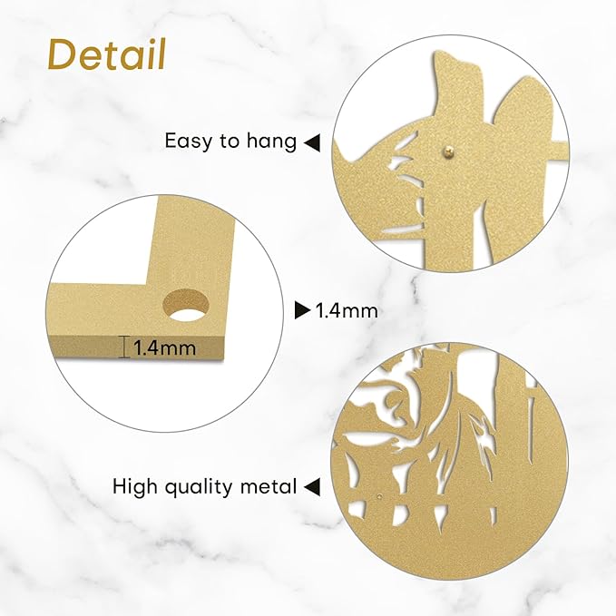 SIGNLEADER Metal Wall Art Decor Cows by the Fence Minimalist Modern Abstract Wall Sculpture Hangings Home Decoration for Living Room, Bedroom, Bathroom, Kitchen, Outdoor - 18" Gold