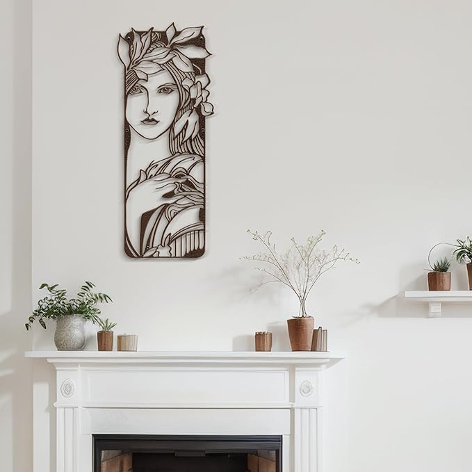 SIGNLEADER Metal Wall Art Decor Women and Flower Modern Abstract Wall Sculpture Hangings Home Decoration for Living Room, Bedroom, Bathroom, Kitchen, Outdoor - 18" Bronze