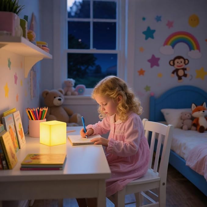 6-in LED Cube Night Light, Rechargeable LED Light Cube w/Remote, Dimmable 16 RGB Color Changing 4 Modes Light Up Cubes for Kid/Adult, Waterproof Tesseract Cosmic Cubes for Bedroom Sensory Room Nursery