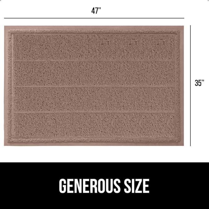 GORILLA GRIP Dirt Grabber Mesh Doormat, Low-Profile, Stain and Fade Resistant Heavy Duty Quick Dry Striped Doormats, Mats for Indoor or Outdoor Entry, Shoe Scraper, Garage Entrance Mat 47x35, Latte