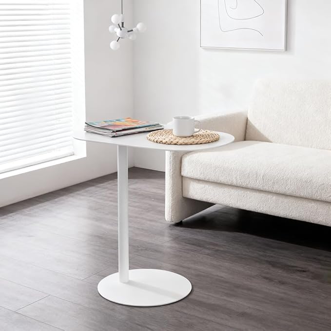 C Shaped Side Table End Coffee Tables, Aesthetics Minimalist Accent Tables, Multifunction Oval Metal Side Tables for Living Room Bedroom Sofa Balcony Couch Patio Yard Garden Indoor & Outdoor