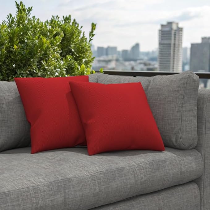 Covers & All Sunbrella Indoor/Outdoor Throw Pillows, Square Throw Pillows Inserts with Covers Set of 2 (Spectrum Cherry, 16x16)