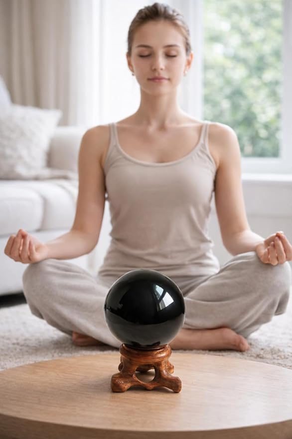 Black Obsidian Crystal Ball 40mm /1.6" for Magic Mirror, Fengshui, Meditation, Healing, Divination, Home Decoration, Black Magic
