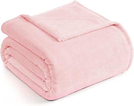 Casa Platino Fleece Blanket King Size – 300 GSM Pink Fleece Throw for Bed or Couch – Soft Cozy Warm Holiday Bed Blanket for Winter, Fuzzy Plush Elegant Gifts for Women - 108x90 Inch