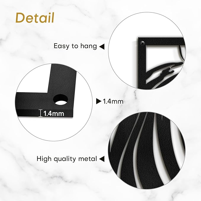 SIGNLEADER Metal Wall Art Decor Zebra Minimalist Modern Abstract Wall Sculpture Hangings Home Decoration for Living Room, Bedroom, Bathroom, Kitchen, Outdoor - 18" Black