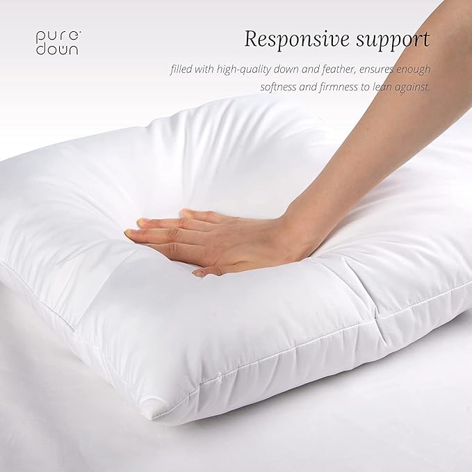 puredown® 28 x 28 Feather Down Throw Pillow Insert, 1 Pack Euro Pillow for Decorative Bed Cushion Couch Sofa