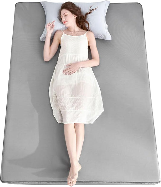 Ailemei Direct Cooling Thin Mattress Pad, King Size Mattress Topper for Hot Sleepers, Deep Pocket Fits 16" Mattresses, Fitted Sheets for Bed, Summer Cooling System, Gray, 76"x80"