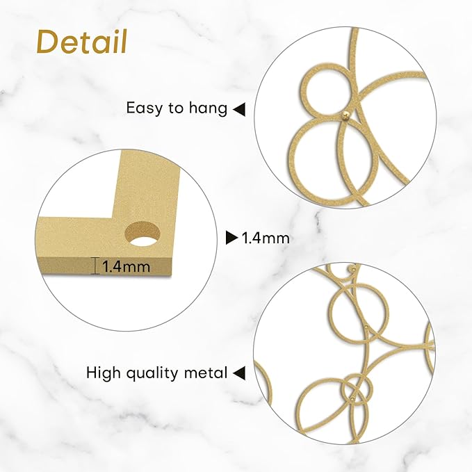 SIGNLEADER Metal Wall Decor Circles Bubbles Minimalist Modern Luxury Wall Sculpture Hangings 3D Statue Home Decoration for Living Room, Bedroom, Bathroom, Kitchen, Fireplace, Office - 24" Gold