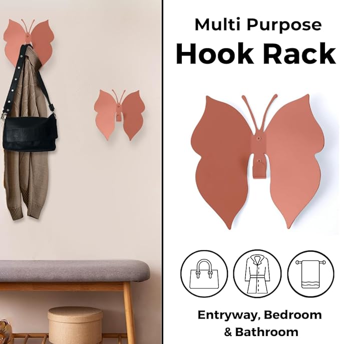 Butterfly 3D Wall Hooks for Bedroom. Wall-Mounted Butterfly Design, add a Playful Touch While stylishly Holding Coats, Backpacks, Purses, Jewelry, and Towels