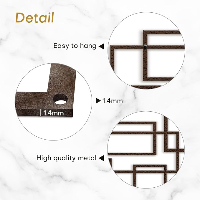 SIGNLEADER Metal Wall Decor Rectangles Composition Minimalist Modern Luxury Wall Sculpture Hangings 3D Statue Home Decoration for Living Room, Bedroom, Bathroom, Kitchen, Fireplace, Office - 24" Bronze