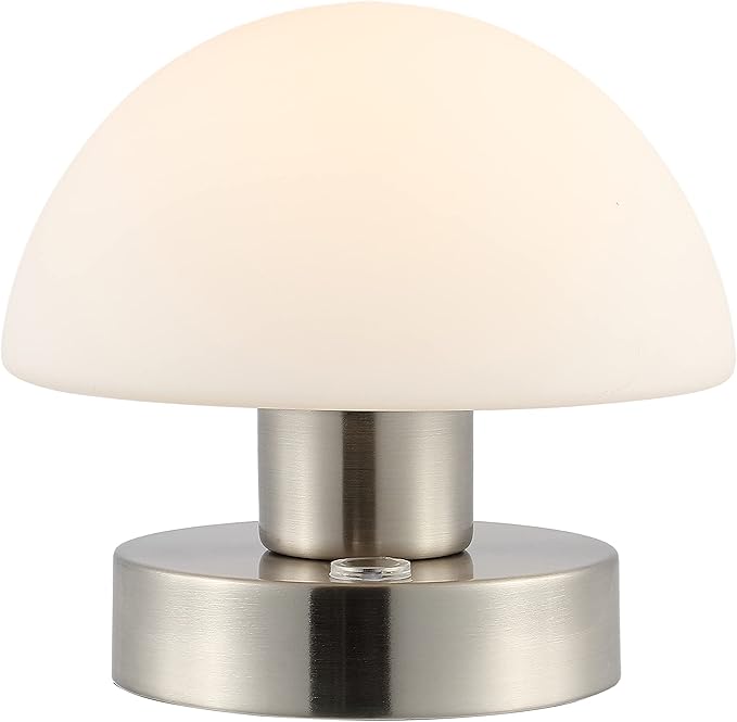 JONATHAN Y JYL7113B Zoe 5.75" Modern Minimalist Iron Rechargeable Integrated LED Table Lamp Contemporary Bedside Desk Nightstand Lamp for Bedroom Living Room Office, Nickel/White