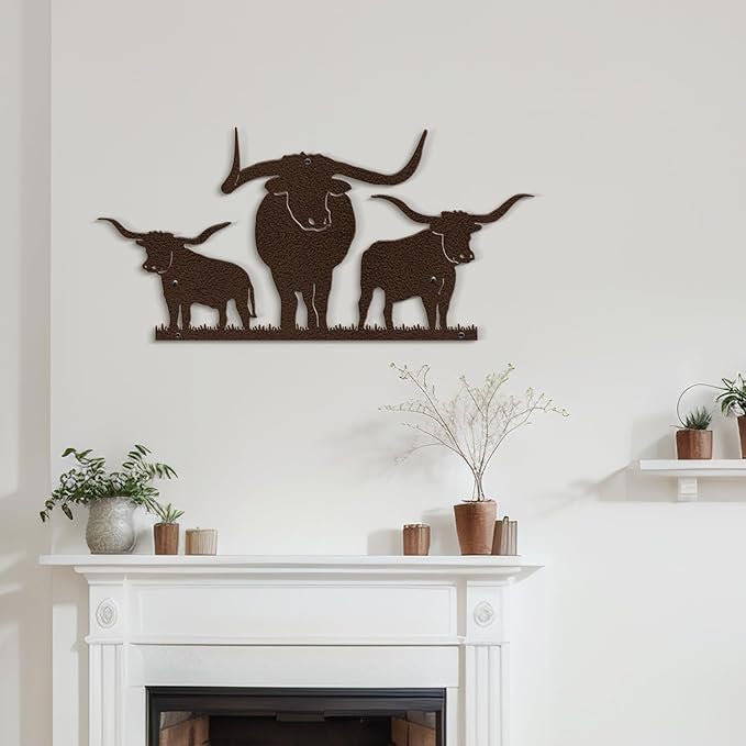 SIGNLEADER Metal Wall Art Decor Three Cows Minimalist Modern Abstract Wall Sculpture Hangings Home Decoration for Living Room, Bedroom, Bathroom, Kitchen, Outdoor - 18" Bronze