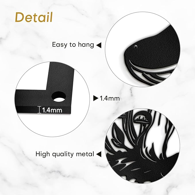 SIGNLEADER Metal Wall Art Decor Mushroom Cottagecore Modern Abstract Wall Sculpture Hangings Home Decoration for Living Room, Bedroom, Bathroom, Kitchen, Outdoor - 18" Black
