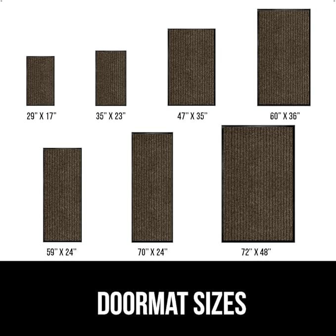 GORILLA GRIP Waterproof Traffic Guard Door Mat, 2 Pack Heavy Duty Entryway Mats, Strong Backing Commercial Utility Rugs for Office Hallway, Garage Floor and Home, Low Profile Carpet, 35x23, Brown