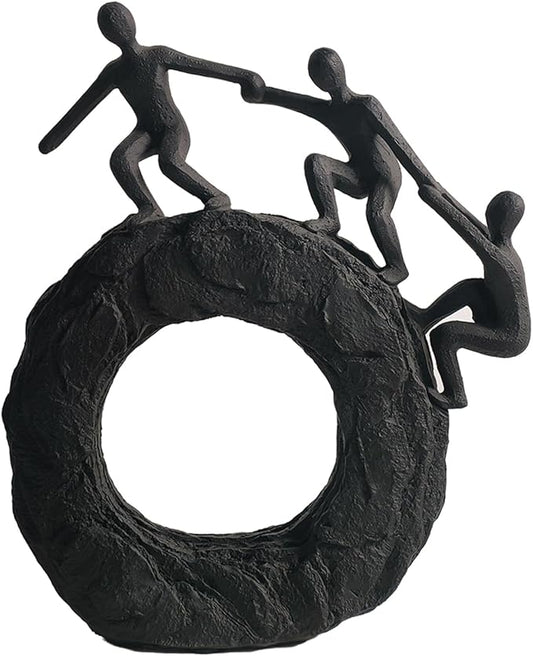 Abstract Sculptures - Living Room and Office Dynamic Climbing Wall Character Decoration, Black Statue 7x8x1.5 inches Elegant Black Home Decoration Gift Creativity