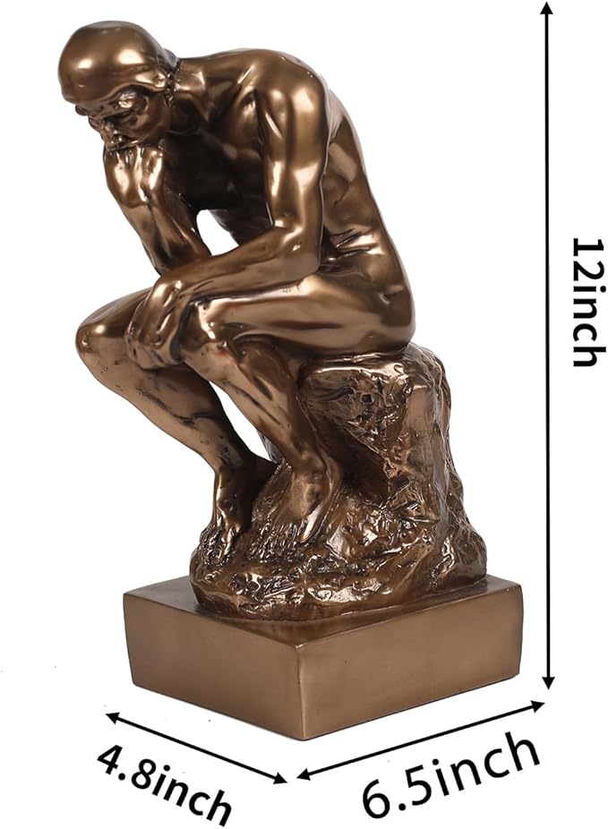 Magicsculp-Text Customization The Thinker Statue in Premium Cold Cast Bronze- 12-Inch Museum Grade Collectible Figurine-(Large-Decoration)