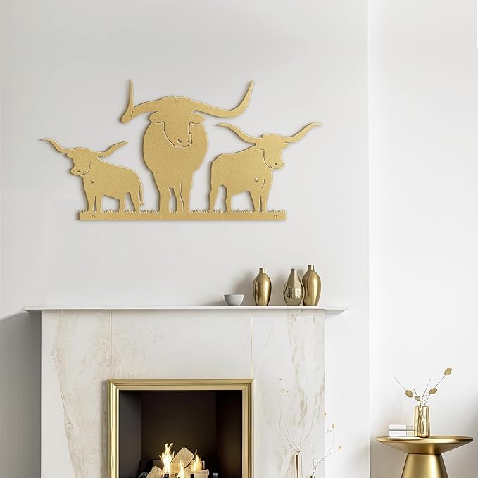 SIGNLEADER Metal Wall Art Decor Three Cows Minimalist Modern Abstract Wall Sculpture Hangings Home Decoration for Living Room, Bedroom, Bathroom, Kitchen, Outdoor - 18" Gold