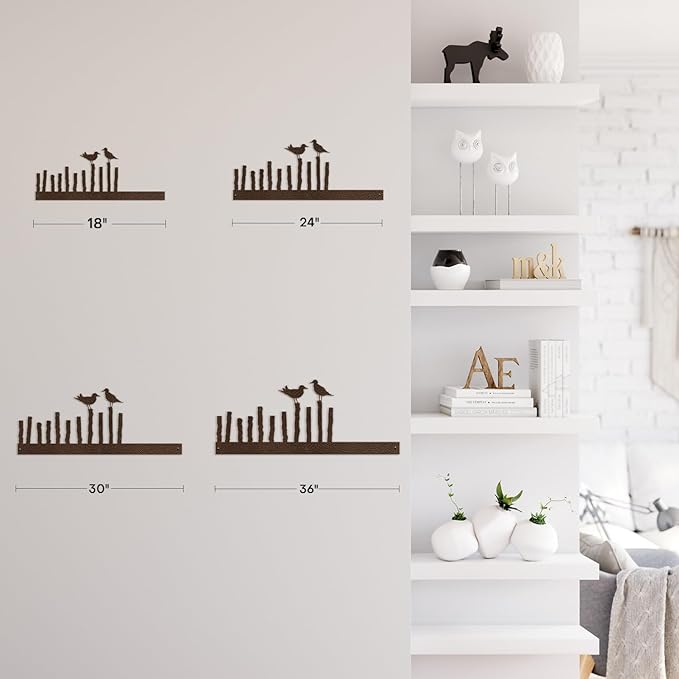 SIGNLEADER Metal Wall Art Decor Birds on a Fence Minimalist Modern Abstract Wall Sculpture Hangings Home Decoration for Living Room, Bedroom, Bathroom, Kitchen, Outdoor - 18" Bronze