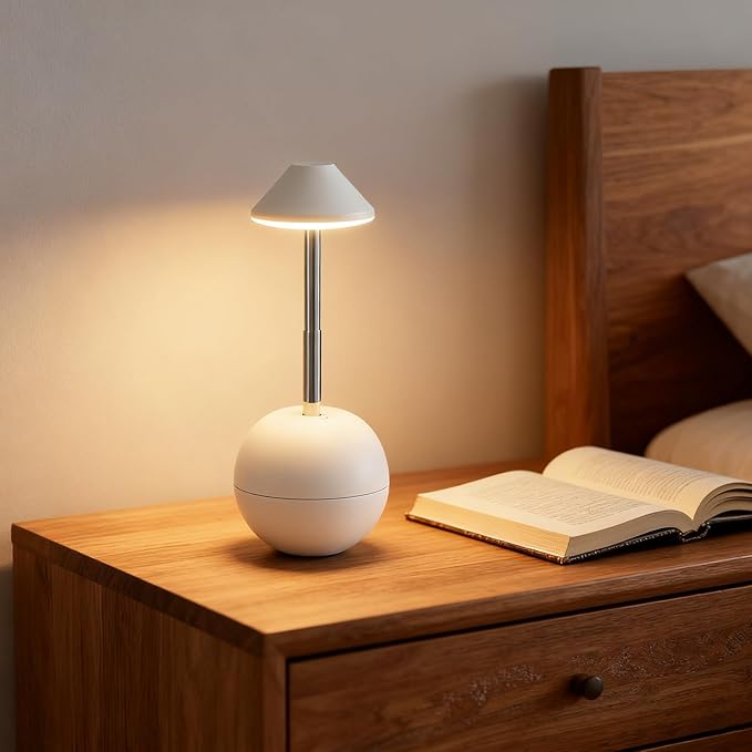 Rechargeable LED Night Light for Bedroom - Bright Bedside Lamp with Remote Control, Desk Lamp & Mood Lighting for Kids Adults (Orange)