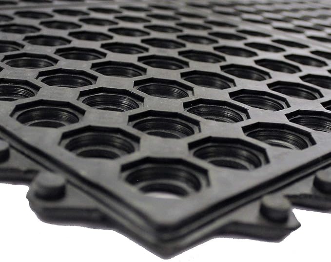 Envelor Interlocking Rubber Floor Mat Restaurant Kitchen Mat for Floor Anti Fatigue Bar Mat Door Mat Non - Slip Mat Indoor Outdoor Shower Pool Drainage Mat Durable Garage Flooring 36 x 36 Inch