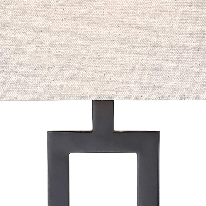 360 Lighting Aston 26" High Open Rectangle Modern Table Lamp Black Finish Metal Single Fabric Off-White Shade Living Room Bedroom Bedside Nightstand House Office Home Kitchen Entryway