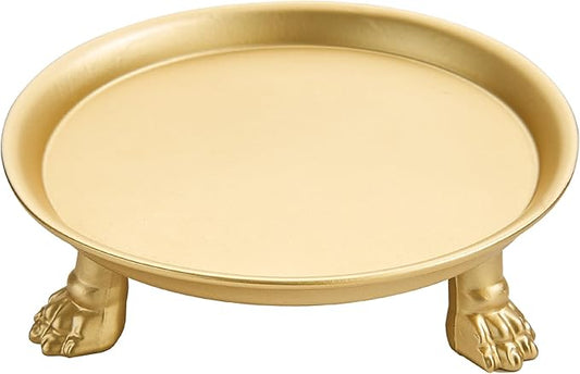 khtumeware 1 Pack 100% 4.5 Inch Solid Brass Gold Clawfoot Candle Dish - Pedestal Dish - Candle Holder - Jewelry Holder - Perfect for Wax Candles, Rings, and Trinkets