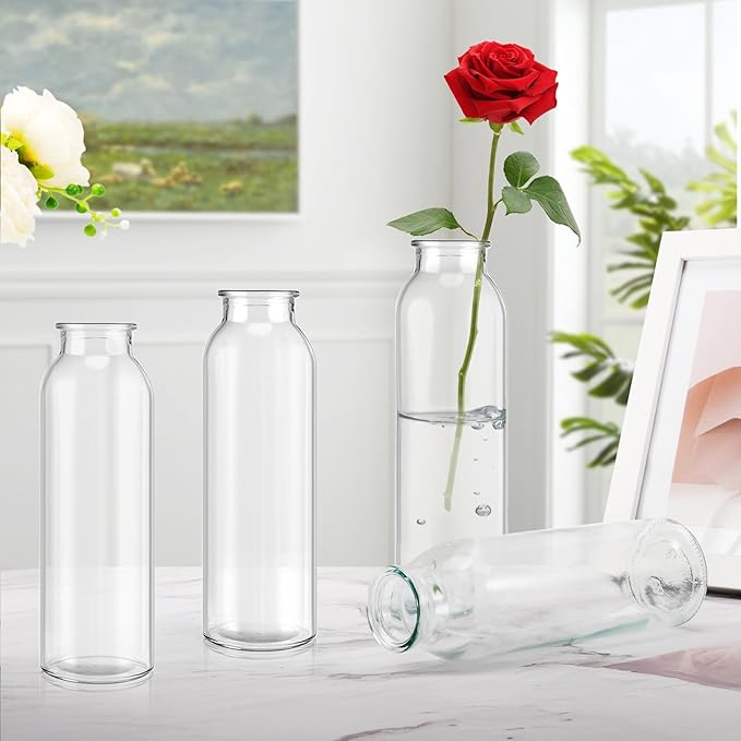 12 Pcs Glass Bud Vases Bulk,Clear Small Glass Vases,Mini Flower Vase for Centerpieces,Decorative Bottle Vase for Party,Wedding Reception,Dining Table,Home Decor