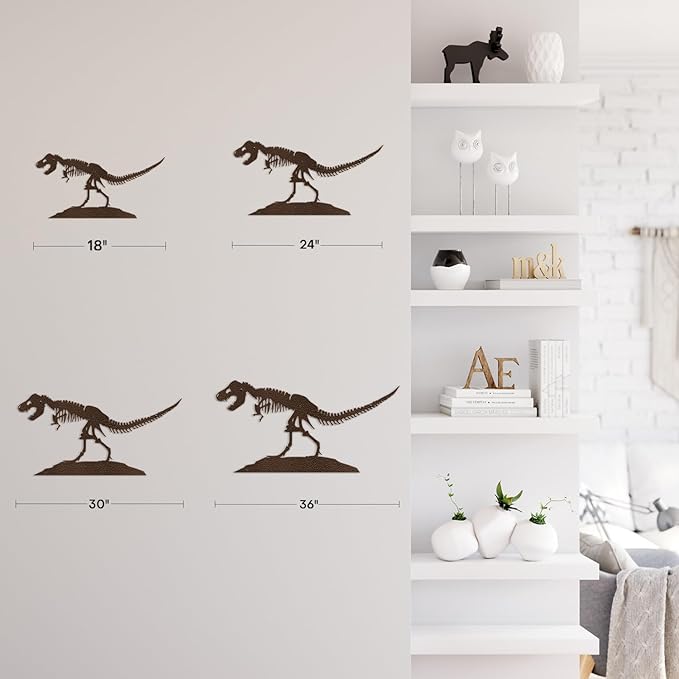 SIGNLEADER Metal Wall Art Decor Dinosaur Skeleton Minimalist Modern Abstract Wall Sculpture Hangings Home Decoration for Living Room, Bedroom, Bathroom, Kitchen, Outdoor - 18" Bronze