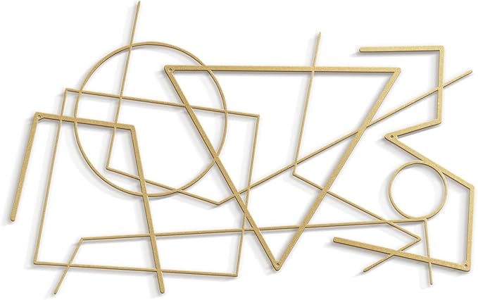 SIGNLEADER Metal Wall Decor Linear Abstract Picasso Minimalist Modern Luxury Wall Sculpture Hangings 3D Statue Home Decoration for Living Room, Bedroom, Bathroom, Kitchen, Fireplace, Office - 24" Gold