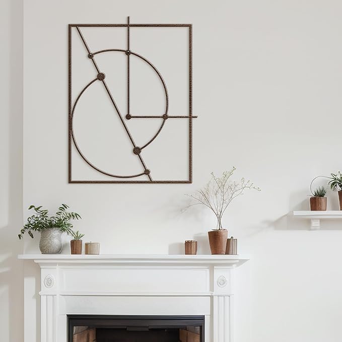 SIGNLEADER Metal Wall Decor Circles Minimalist Modern Luxury Wall Sculpture Hangings 3D Statue Home Decoration for Living Room, Bedroom, Bathroom, Kitchen, Fireplace, Office - 18" Bronze